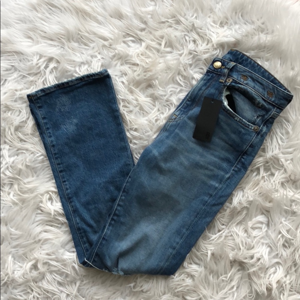 NEW • R13 • Kick Ripped Cropped Bootcut Jeans - Picture 3 of 5